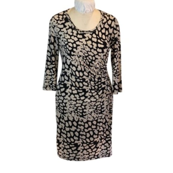 Calvin Klein Womens Black & White Animal Print Dress Size 10 Polyester - Picture 1 of 9